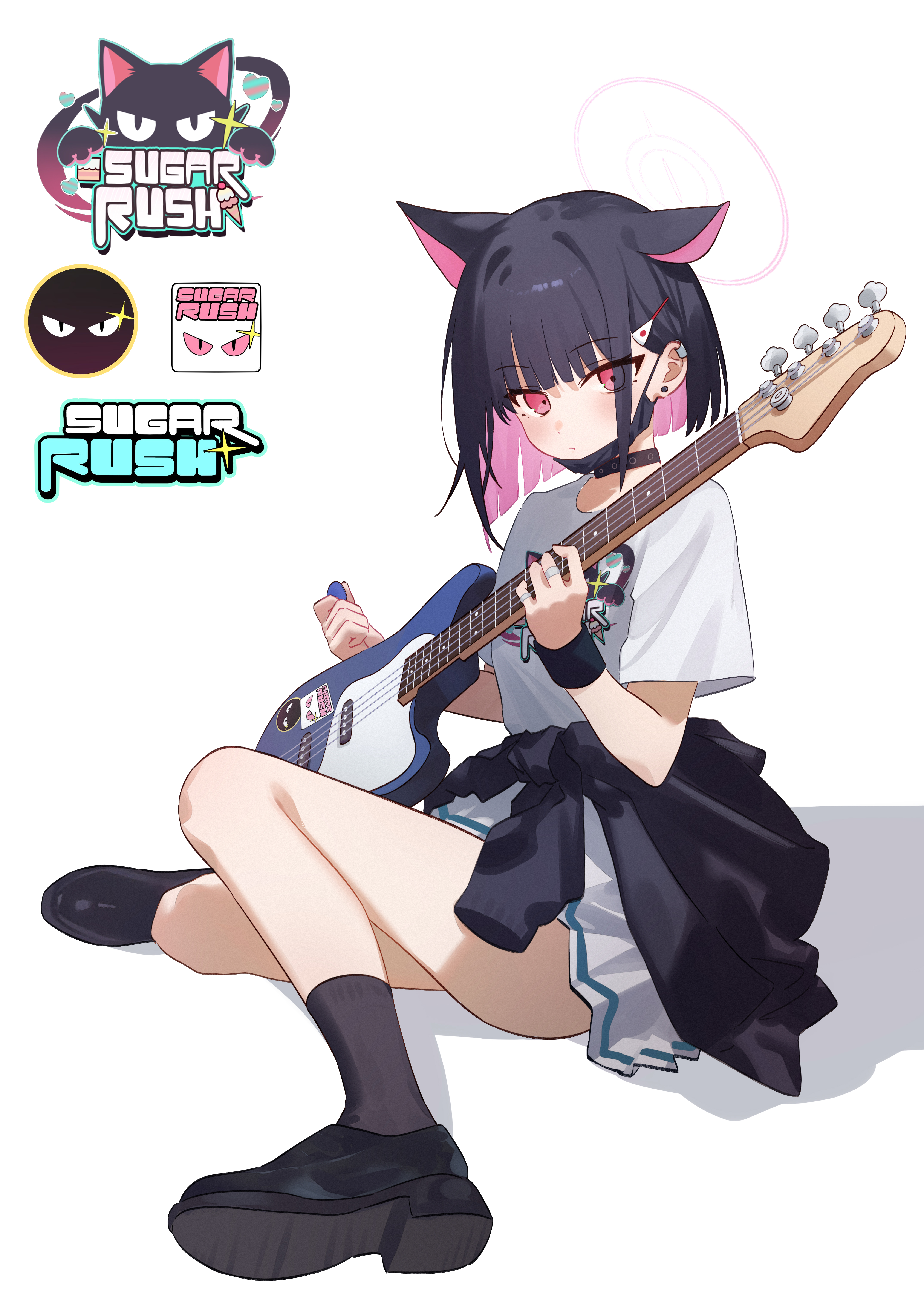 eco 376124 blue archive kyouyama kazusa animal ears guitar halo 